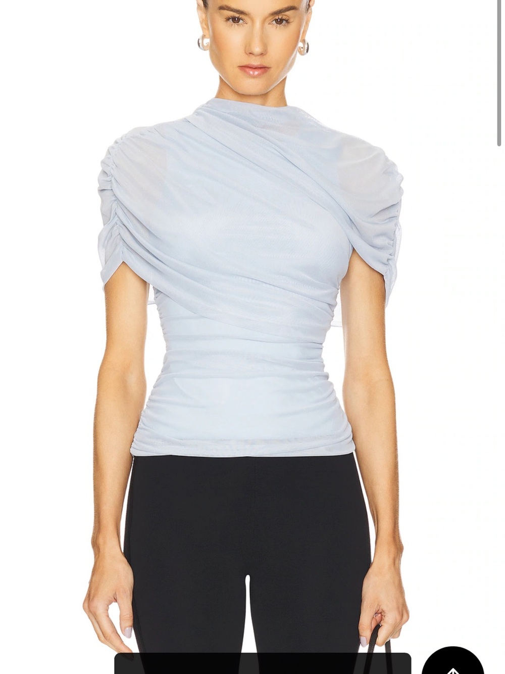 Amanda Uprichard x Revolve Evianna Baby Blue Mesh top
